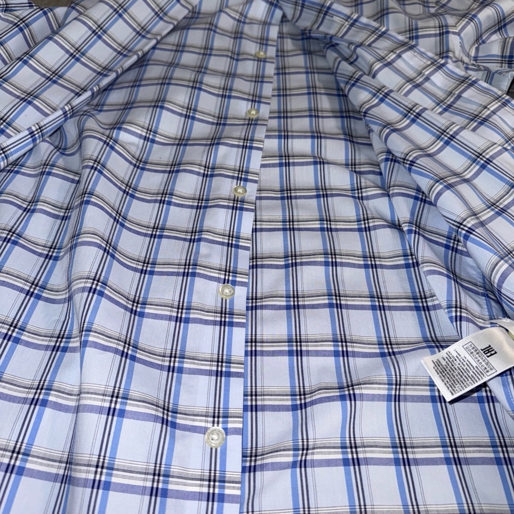 Banana Republic Camden fit 100% cotton no iron Blue striped Button Down Sz L - Picture 9 of 12
